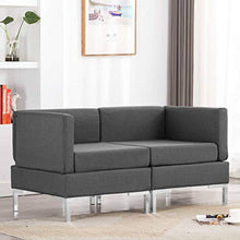 Tidyard Divani Centrali Modulari con Cuscini, Moderno Divano, Divano Ufficio, Divani da Soggiorno in Tessuto 2 pz Grigio Scuro