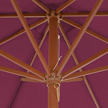 Tidyard Ombrellone da Giardino, Struttura in Legno Duroo, Rosso bordò, Diametro: 3 m, Resistente Antivento