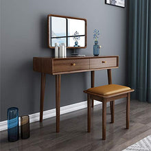 Toeletta con Specchio,Tavolo da Trucco con 2 Cassetti E Sgabello Imbottito,Tavolo da Toeletta Scrivania per Camera da Letto Piccolo Spazio Donne Regali-Noce 95x42x75cm(37x17x30inch)