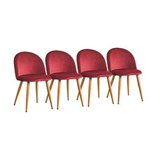 OFCASA Set di 2 Sedie da Pranzo in Velluto Sedie da Cucina Imbottite con Gambe in Metallo Moderne Mobili Rosso