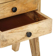 FAMIROSA Comodino 40x35x50 cm in Legno Massello di Mango（Marrone