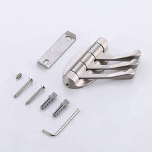UMI. SOLID METAL Swivel Hook Heavy Duty Folding Swing Arm Triple Coat Hook with Multi Three Foldable Arms Towel/Clothes Hanger for Bathroom Kitchen Garage Wall Mount Brushed Nickel, A5060-2