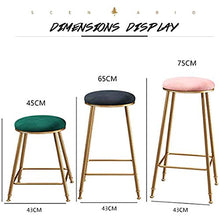 Sgabello In Velluto Morbido Con Piedi In Ferro E Poggiapiedi In Ferro, Può Essere Utilizzato A Colazione, Pub, Contatore, Cucina E Sgabello Per La Casa - Nessun Backchair - Nero ( Size : 65cm )