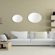 Specchio Appeso, 25 x 25 cm Rotondo Specchio per Il Trucco del Bagno Cornice in Ottone con Catena sospesa [Dimensioni ridotte]