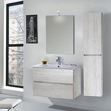 mazzoni Mobile da Bagno Sospeso 100cm Colonna P18cm Maiorca Light Bianco Frassinato