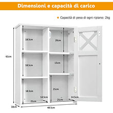 COSTWAY Armadietto da Parete, Mobiletto da Bagno a Muro con Ripiano Regolabile, Bianco, 61 x 48 x 17,5 cm