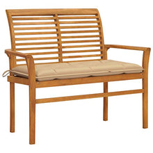 vidaXL Panca da Giardino con Cuscino Beige 112 cm in Legno di Teak