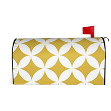 Classici cerchi geometrici in senape e bianco dal design unico per cassetta delle poste, copertura per cassetta delle poste, per giardino, giardino, cortile, dimensioni standard, 53 x 45 cm