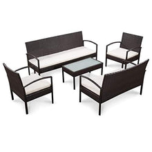 SKM Set Divani da Giardino 5 pz con Cuscini in Polyrattan Marrone (41.5kg)