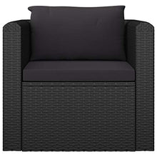 Tidyard Poltrona con Cuscini in Polyrattan,Divano in Rattan Cuscino,Divano da Esterno,Panchina da Giardino con Cuscini e Braccioli,80 x 72 x 63 cm,Nero