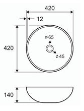 Lavabo a Bacinella Ciotola da Appoggio Vetro Bronzo 420x420x140