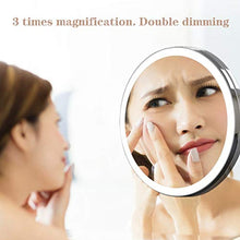 Makeup mirror Specchio per Il Trucco con ingrandimento Intelligente, adsorbimento per Specchio da Bagno, Specchio di Bellezza da Tavolo Portatile con Luce a LED per Ragazze