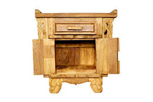 Windalf Handmade Natura - Comodino con cassetto ANNAEL 94 cm, con ornamenti in legno