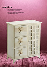 King Home C656113 Cassettiera 3 Cassetti con Cuore Washed in Legno di Paulownia, Bianco