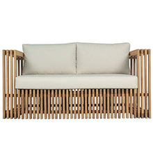 Divano lounge Loppio a 2 posti, in legno di teak massiccio, con cuscini