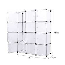 EGLEMTEK Mobile modulare Quadrato 12 Scomparti Cubo Armadio Armadietto Guardaroba Scaffale Scarpiera Mobiletto da Bagno (112 x 37 x 148 cm) (Bianco)