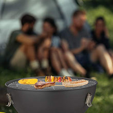 Relaxdays Barbecue Portatile a Sfera, con Coperchio e Pinza da Cucina, Balcone Picnic Campeggio 42 x 37 cm, Grigio Scuro