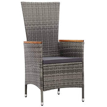 SKM Set da Pranzo da Giardino 9 pz con Cuscini in Polyrattan Grigio (94.8kg)
