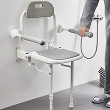 YHRJ Sedile da Bagno a Parete per Anziani,Sgabello da Bagno Antiscivolo per la casa,Sedia da Doccia di Sicurezza con braccioli,può sopportare 190 kg (Color : Grey, Size : 42.5-55cm)