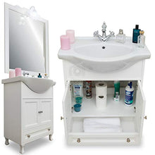 Arredo bagno in legno shabby chic per piccoli ambienti con lavabo 65 cm