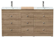 Mobile bagno a terra Vitro Classic con lavabo in vetro rovere chiaro
