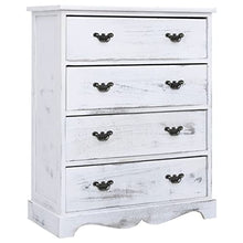 vidaXL Cassettiera 4 Cassetti Portaoggetti Moderna Robusta Pratica Armadietto Credenza Arredo Casa Paulownia Pioppo MDF Bianca Legno Massello