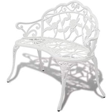 Cikonielf - Panca da giardino, 2 posti, con motivo floreale, 100 x 54 x 80 cm, colore: Bianco