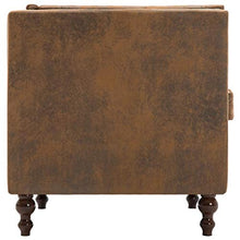 SKM Divano Chesterfield a 2 Posti in Tessuro Scamosciato Marrone