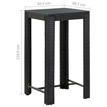 FAMIROSA Tavolo da Bar da Giardino Nero 60,5x60,5x110,5 cm Polyrattan