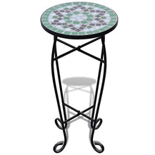 Tidyard Tavolo da Giardino Mosaicato, Tavolini da caffè con Gambe in Ferro per Interno ed Esterno, Stile Rustico, 60 cm