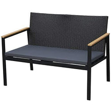 Outsunny Set 4 Pezzi Salotto da Esterni con 2 Sedie, Divano e Tavolino | Mobili da Giardino in Rattan e Acciaio Nero - Arredi Casa