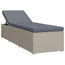 Festnight Lettino Prendisole con Cuscino in Polyrattan Grigio