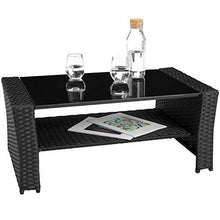 TecTake 800719 Salottino in Rattan, Componibile con Versatilità, Resistente ai Raggi UV, Robusto Acciaio, Tavolo con Piano & Cuscini - Disponibile in Diversi Colori (Nero | No. 403278)