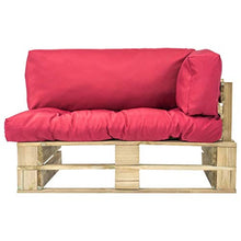 vidaXL Legno di Pino Divano da Giardino su Pallet Cuscini Rossi Ottomana Sofa