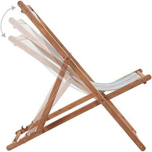 EBTOOLS Sedia a Sdraio Multicolore Pieghevole, Sedia Spiaggina Pieghevole Relax Sdraio per Giardino, per Giardino Spiaggia Campeggio, in Legno di Eucalipto + Tessuto