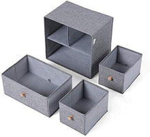MU - Cassettiera portaoggetti in tessuto, grande, 2 pezzi, per camera da letto, corridoio e camera dei bambini, grigio