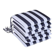 miozzi Set 6 Cuscini per Sedia Sfoderabili 100% Poliestere Bianco e Blu 42x42x5 cm