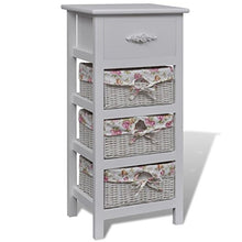 Armadietto con 1 Cassetto e 3 Cestini Bianco in Legno Paulownia