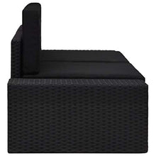 OUSEE Divano Modulare a 2 Posti in Polyrattan Nero