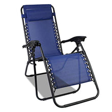 Todeco Sdraio per Giardino, Sedia Pieghevole A gravità Zero, 165 x 112 x 65 cm, Blu, con Cuscino, Textilene, Carico Massimo: 100 kg, Materiale: Acciaio