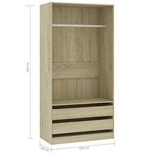 Tidyard Armadio Rovere Sonoma 100x50x200 cm in Truciolato con 3 cassetti
