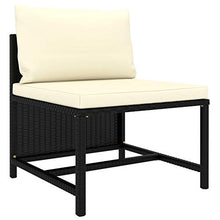 Tidyard Set 6 pz Divani Modulari Angolari da Giardino in Polyrattan Nero con Penisola e Cuscini,Set Divani da Esterno in Rattan,Divano Angoalre ad Angolo,Divano Modulare,Divano con Penisola