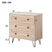 MoovGTP - Comodino con 3 cassetti, comodino, con gambe in metallo, per camera da letto, soggiorno