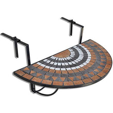 OUSEE Tavolo Sospeso da Balcone in Terracotta e Bianco a Mosaico