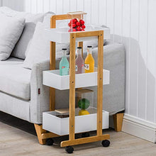 BLWX LY Carrello a 3 Piani di Piccole Dimensioni con Ruote ， Utilità Carrello Organizer Rack di stoccaggio for casa e Ufficio ， Facilità di Montaggio ， bambù