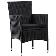 Tidyard Set Divani da Giardino in Polyratta, Set di Mobili da Giardino, Set Divano Esterno con Cuscinin Nero 4 pz