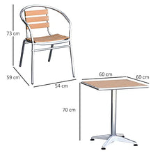 Outsunny Set Tavolo e 4 Sedie da Giardino e Terrazza, Arredamento da Esterno in Alluminio e Plastica, Colore Legno