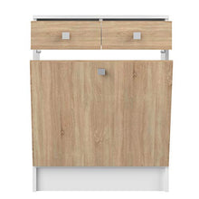Temahome Combi, Armadietto da Bagno con Portabiancheria, Bianco/Beige (White & Oak)