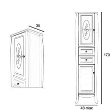 Arredo bagno in legno avorio in stile decapè con lavabo in ceramica e colonna