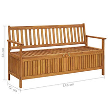 Panchina da giardino con vano portaoggetti, in legno di acacia massiccio, 148 cm